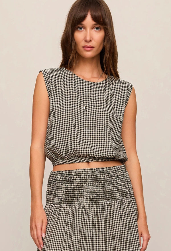 Merit Gingham Top Black