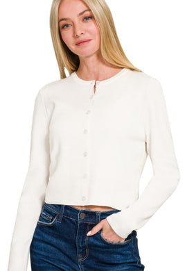 7 Button Crewneck Long Sleeve Basic Cardigan