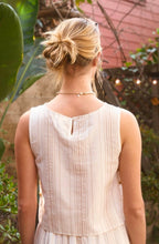 Stripe Sleeveless Side Button Detail Top