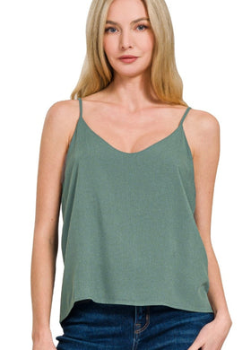 2 Layered Rayon Slub Woven Cropped Camisole