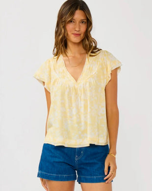 Flutter Sleeve V-Neck Floral Top
