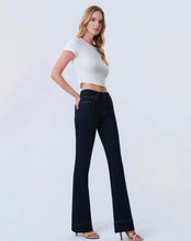 High Rise Pin Tuck Trouser Hem Bootcut Jeans
