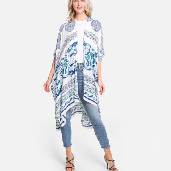 Paisley and Pattern Print Summer Kimono