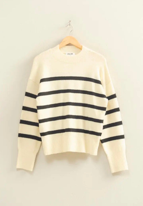Striped High Neck Sweater