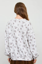 Floral Dot Print Long Sleeve Textured Knit Top
