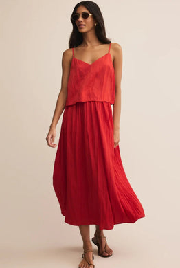 Fiore Crinkle Satin Tank Cabana Red