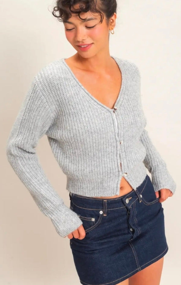 V-Neck Ribbed Cardigan