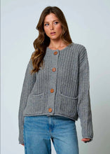 MARLED BUTTON DOWN RAW EDGE CHUNKY KNIT CARDIGAN