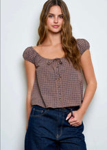 Plaid Front Tie Button Down Short Sleeve Top