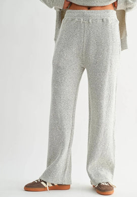 Marina Textured Cotton Blend Wide Lounge Pant