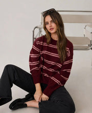 Stripe Drop Sleeve Crew Neck Knit Pullover
