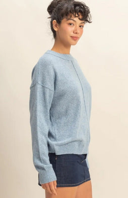 Front Seam Crew Neck Sweater