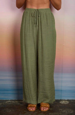 TEXTURED DRAWSTRING DETAIL WIDE LEG LOUNGE PANTS