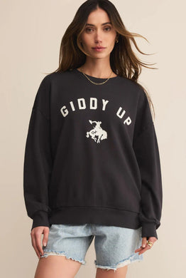 Giddy Up Sunday Sweatshirt Black Sand