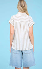 Stripe Collared Short Sleeve Button Down Shirt