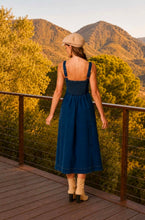 Sweetheart Corset Seam Detail Denim Midi Dress