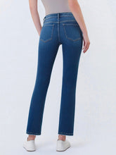 MID RISE DARK WASH ANKLE SLIM STRAIGHT JEANS