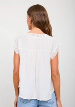 V Neck Lace Trim Cap Sleeve Top
