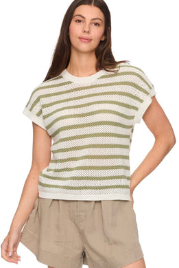 ASHLEY SS STRIPE SWEATER TEE