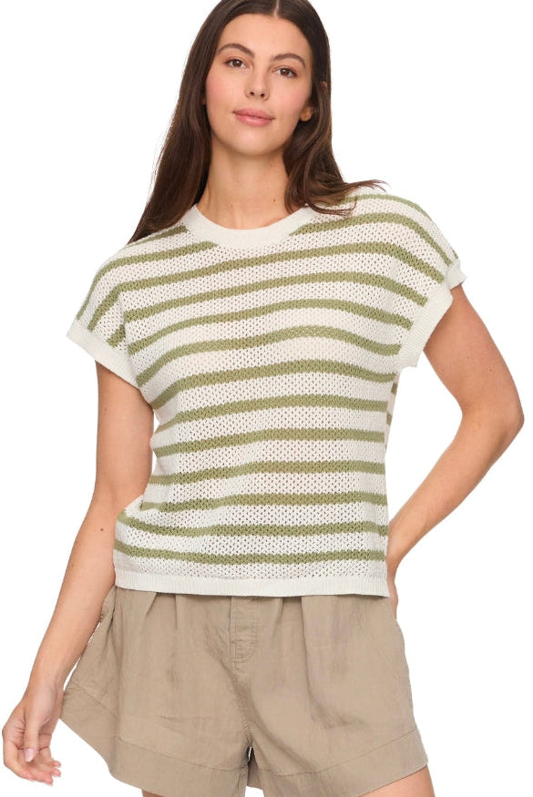 ASHLEY SS STRIPE SWEATER TEE