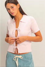 Tie-Front Short Sleeve Knit Top