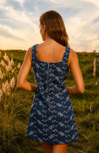 Floral Embroidery Denim Mini Dress