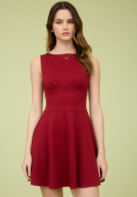 Sleeveless Waist Detail Flare Mini Dress