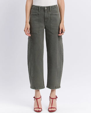 Super High Rise Elastic Waistband Barrel Jeans