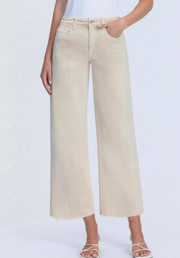 HIGH RISE CROP WIDE LEG JEANS