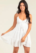 Eyelet Embroidered Sundress with Tie At Bust