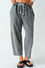 Cotton Blend Mineral Wash Cropped Straight Leg Pants