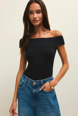 Second Skin Off Shoulder Top Black