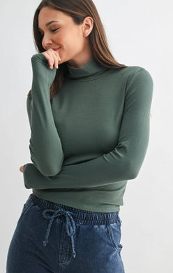 Micro Ribbed Long Sleeve Turtleneck