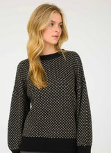 Mini Jacquard Crew Neck Long Sleeve Knit Sweater