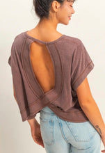Acid Washed Cross Detail Open Back Top