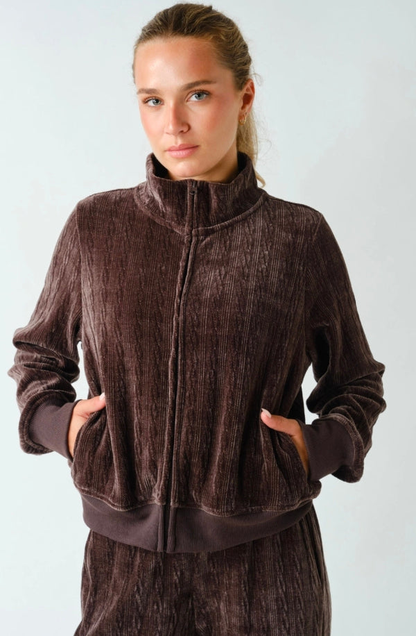 Groove-Track Textured Zip-Up Jacket
