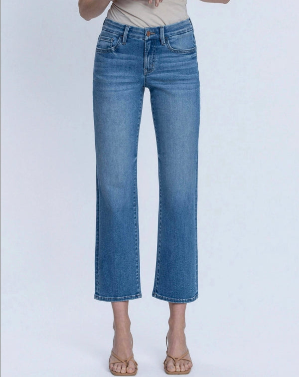Mid Rise Medium Wash Ankle Straight