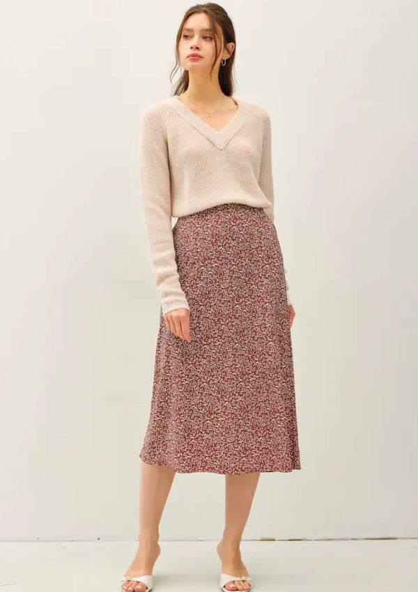 Print Midi Skirt with Elastic Waistband