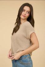 CREW NECK SHORT SLEEVE CROCHET KNIT PULLOVER