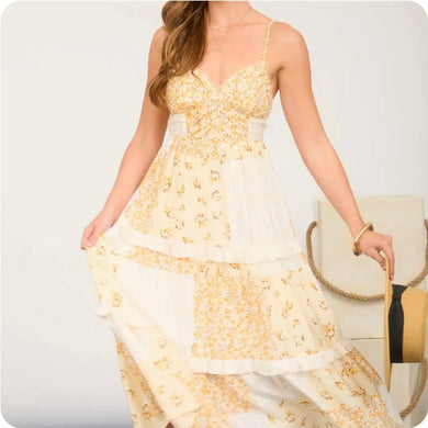 Multi-Checkered Pattern Spaghetti Strap Dress