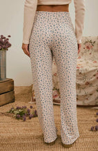 Ditsy Floral Rib Knit Wide Leg Lounge Pants