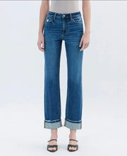 High Rise Cuffed Straight Jeans