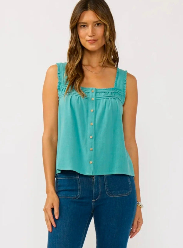 Pintuck Lace Trim Tank