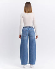High Rise Drawstring Barrel Leg Denim
