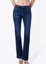 Mid Rise Dark Wash Seamless Waistband Bootcut Jeans