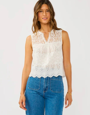 Sleeveless Eyelet Lace Tank Top
