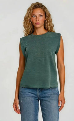 Crew Neck Tucked Shoulder