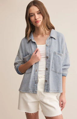 All Day Cropped Knit Jacket Washed Indigo