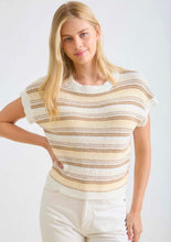 Multi-Color Stripe Short Sleeve Knit Pullover