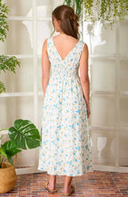 Floral V Neck Sleeveless Corset Midi Dress
